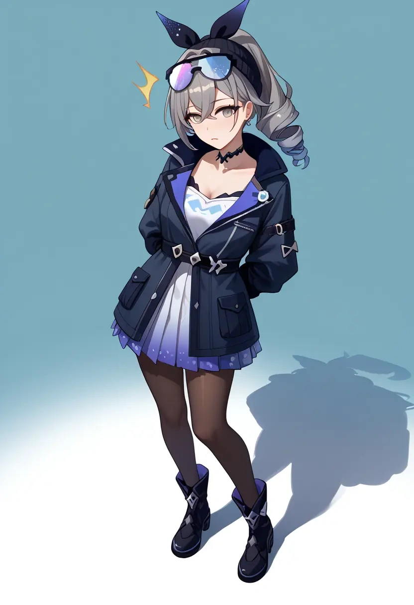 star rail,silver wolf,winter,student uniform,duffle coat  - 